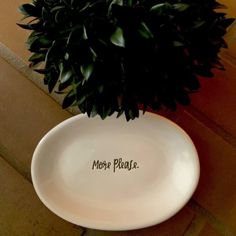 Rae Dunn Script Font‎ More Please Oval Plate